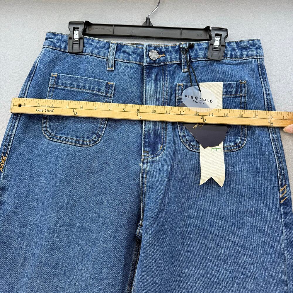 Rubberband Stretch Jeans Women's 30 11/12 Blue Patch Pocket Wide Leg NWT - Picture 11 of 14